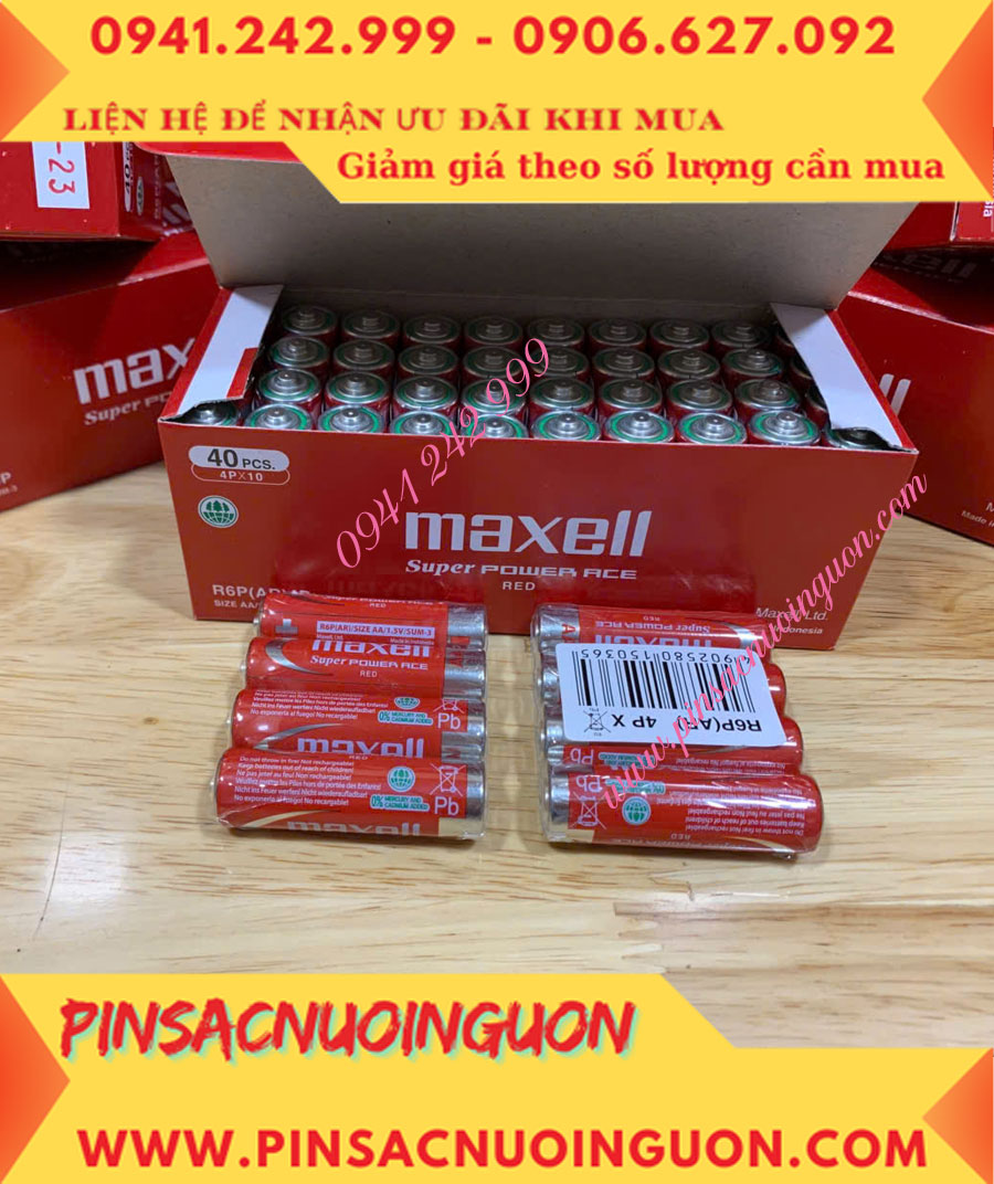 COMBO 1HỘP=40viên Pin AA 1.5v Maxell R6P(AR)4P SUM-3 Super Power ACE _Giá chỉ 109.000đ/ Hộp