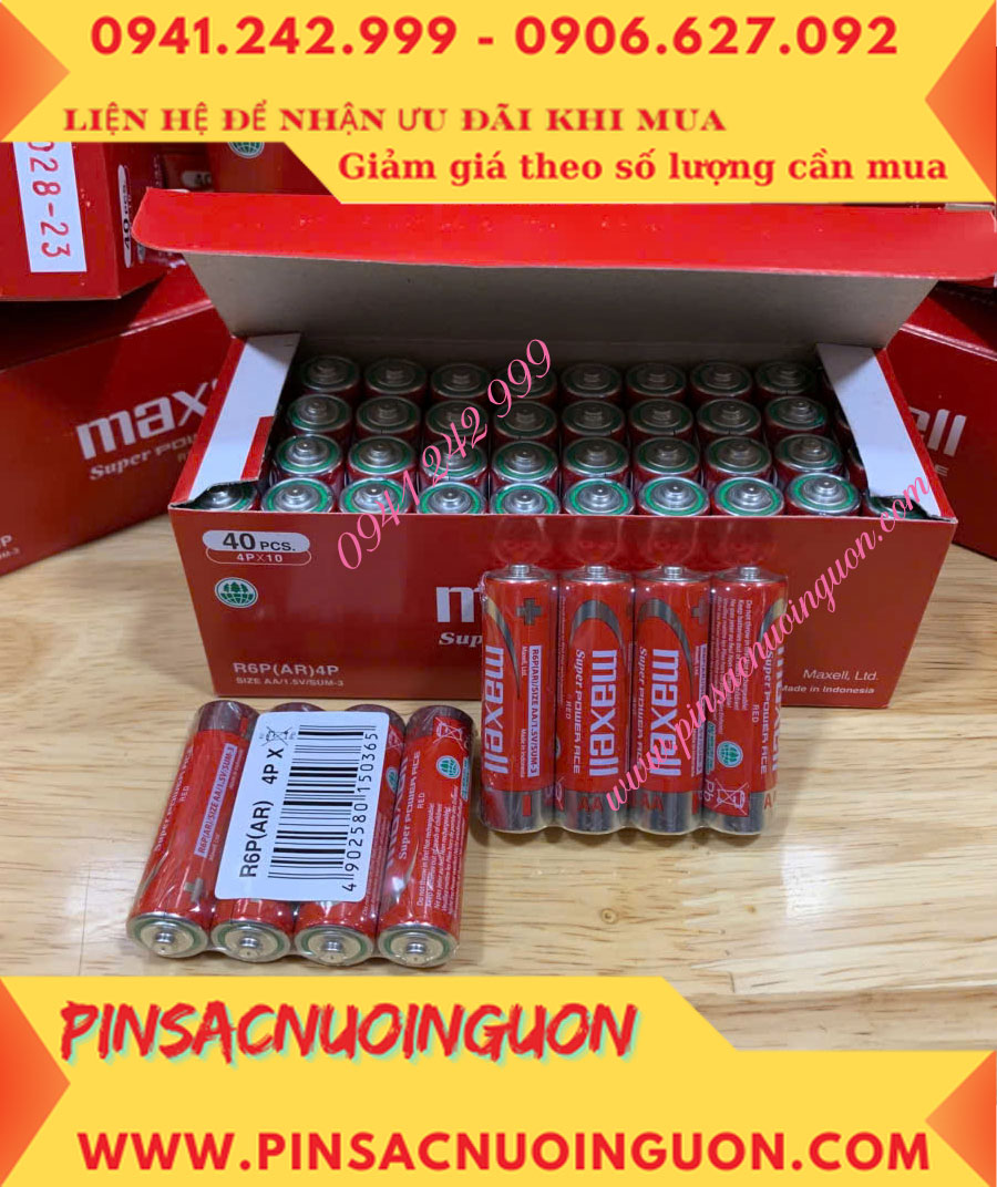 COMBO 1HỘP=40viên Pin AA 1.5v Maxell R6P(AR)4P SUM-3 Super Power ACE _Giá chỉ 109.000đ/ Hộp