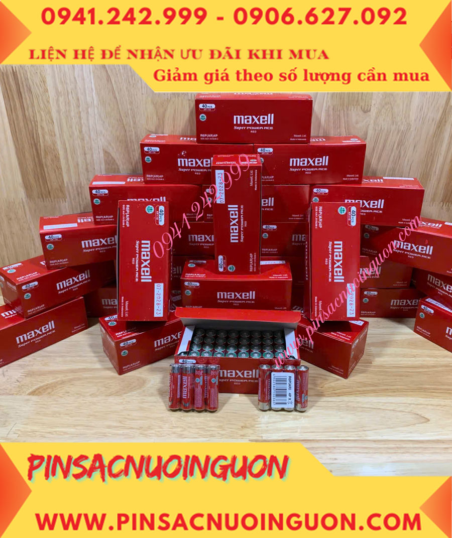 COMBO 1HỘP=40viên Pin AA 1.5v Maxell R6P(AR)4P SUM-3 Super Power ACE _Giá chỉ 109.000đ/ Hộp
