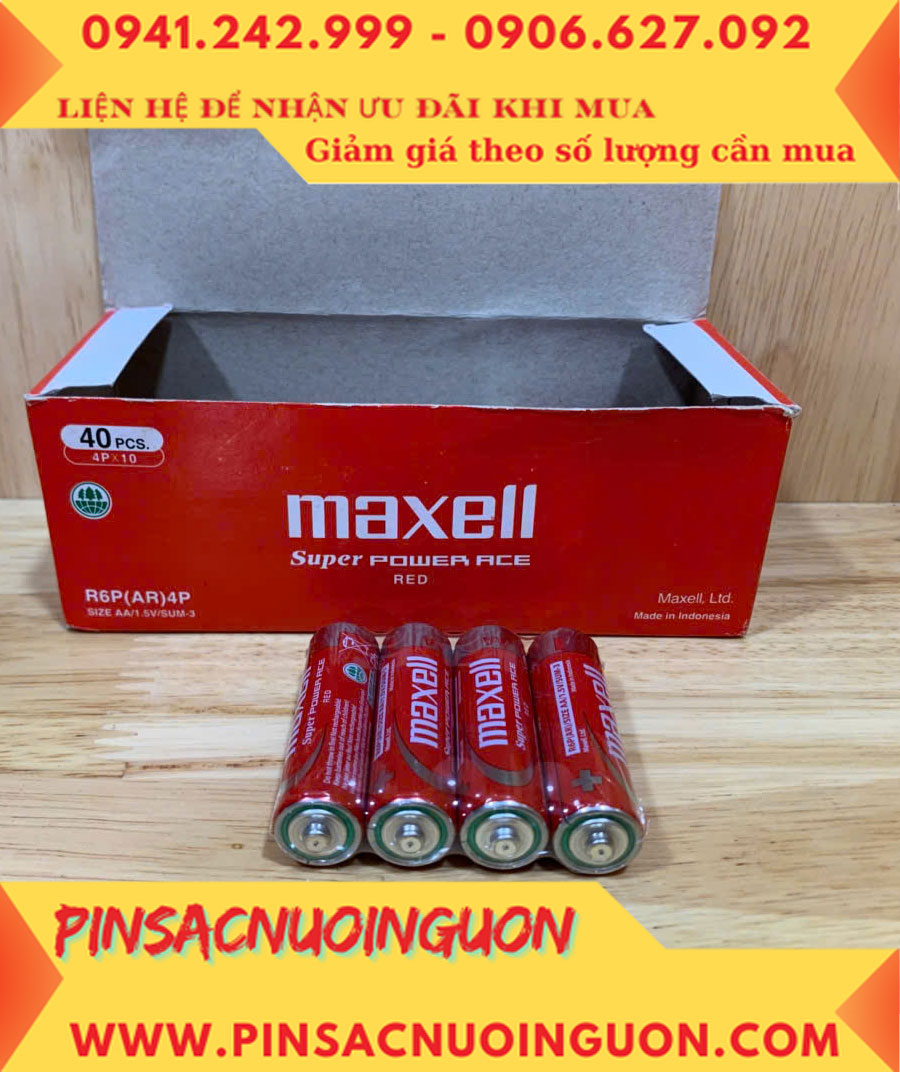 COMBO 1HỘP=40viên Pin AA 1.5v Maxell R6P(AR)4P SUM-3 Super Power ACE _Giá chỉ 109.000đ/ Hộp
