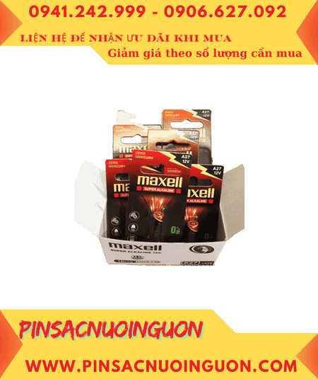 COMBO mua 01Hộp=10vỉ Pin 12v Remote điều khiển Maxell 27A L828F chính hãng _Giá chỉ 279.000/Hộp 10vỉ