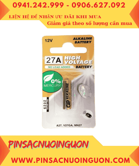 GNP-A27AF-Pin 12v Pin A27 A27 MN27 V27GA-Pin GP High Voltage GNP-A27AF Alkaline 12v /Vỉ 1viên
