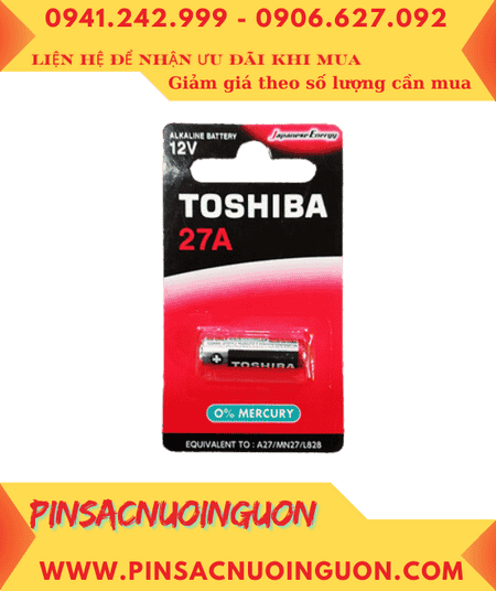 Toshiba 27A-Pin 12v Remote điều khiển Pin Toshiba 27A A27 Alkaline chính hãng (Vỉ 1viên)