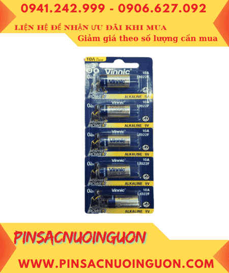COMBO 1 Vỉ 5viên Pin Vinnic 10A L1022F 9v Alkaline chính hãng _Giá chỉ 95.000đ/Vỉ 5viên