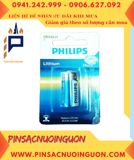Pin CR123A _Pin DLCR123A CR17345; Pin 3v lithium Philips DLCR123A chính hãng /Loại Vỉ 1viên