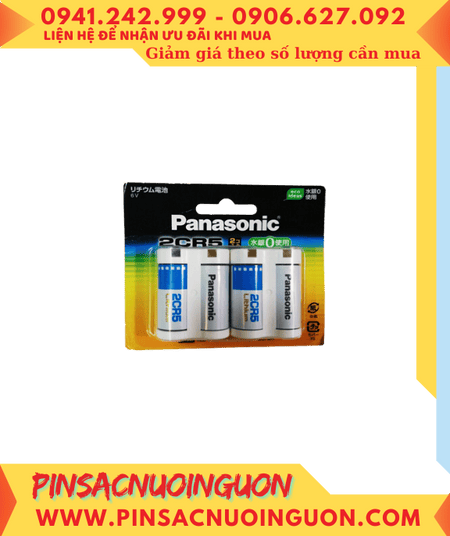 Panasonic 2CR5, 2CR-5W; Pin Panasonic 2CR-5W PhotoLithium 6v (Nội địa Nhật -Xuất xứ Mỹ)/ Loai Vi 2 viên