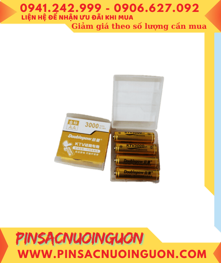 DoublePow KTV AA3000mAh, Pin sạc AA 1.2v DoublePow KTV AA3000mAh /Box 4 viên Vỏ màu vàng