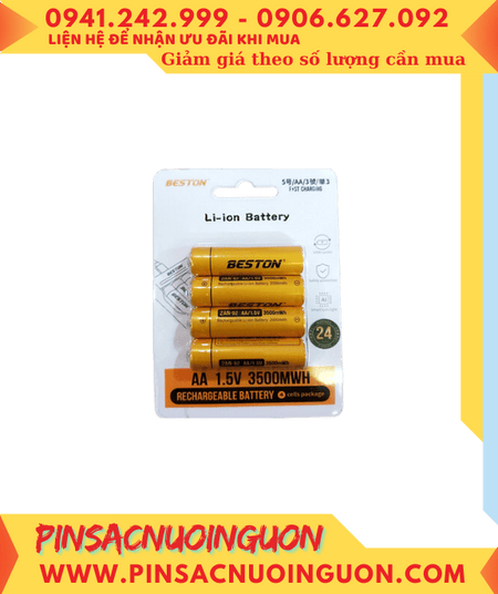 Beston 2AN-92, Pin sạc Lithium Li-ion AA 1.5v Beston 2AM-92 (với 3500mWh=2269mAh) /Vỉ 4viên