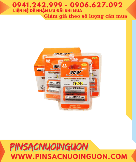 COMBO 01Hộp 10vỉ=20viên Pin tiểu sạc 1.2v MP AA 3000mAh 1.2v (HR6/R6) _Giá chỉ 789.000/HỘP 10vỉ