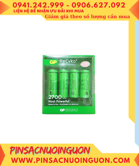 GP Recyko GP270AAHCE-2GBAS4, Pin sạc AA 2700mAh 1.2v GP270AAHCE-2GBAS4 (Vỉ 4viên)