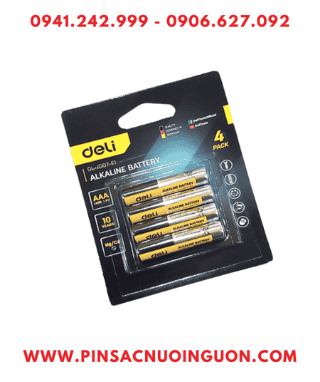 DELI LR03 DL-JD07-E1, Pin đũa AAA 1.5v Alkaline DELI LR03 DL-JD07-E1 chính hãng /Vỉ 4viên