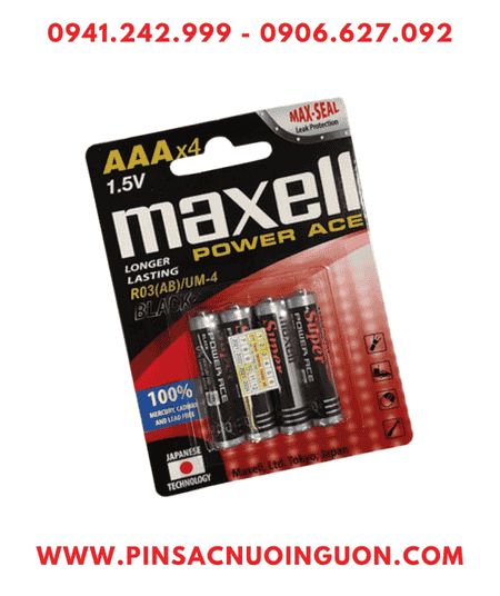 Maxell R03(AB)SUM-4/4P, Pin đũa AAA 1.5v MAXELL R03(AB)SUM-4/4P Power ACE _Xuất xứ Indonesia /Vỉ 4viên