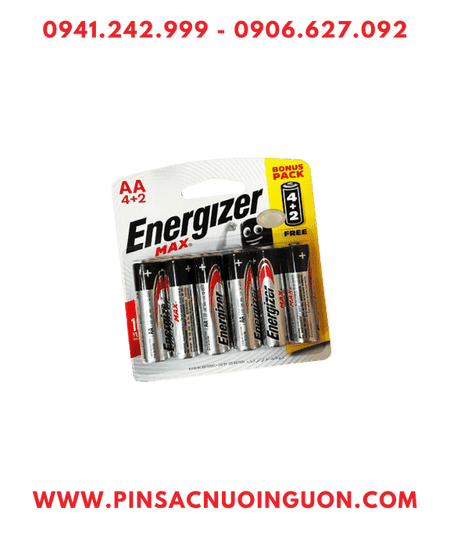 Energizer E91 /LR6; Pin AA Alkaline 1.5v Energizer E91/LR6 (Xuất xứ Singapore) /Loại vỉ 6viên