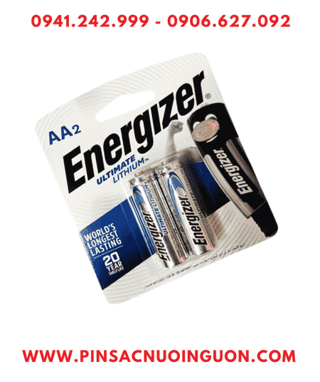 Energizer L91-BP2; Pin Lithium AA Energizer L91-BP2 chính hãng (Xuất xứ Singapore) Loại Vỉ 2viên