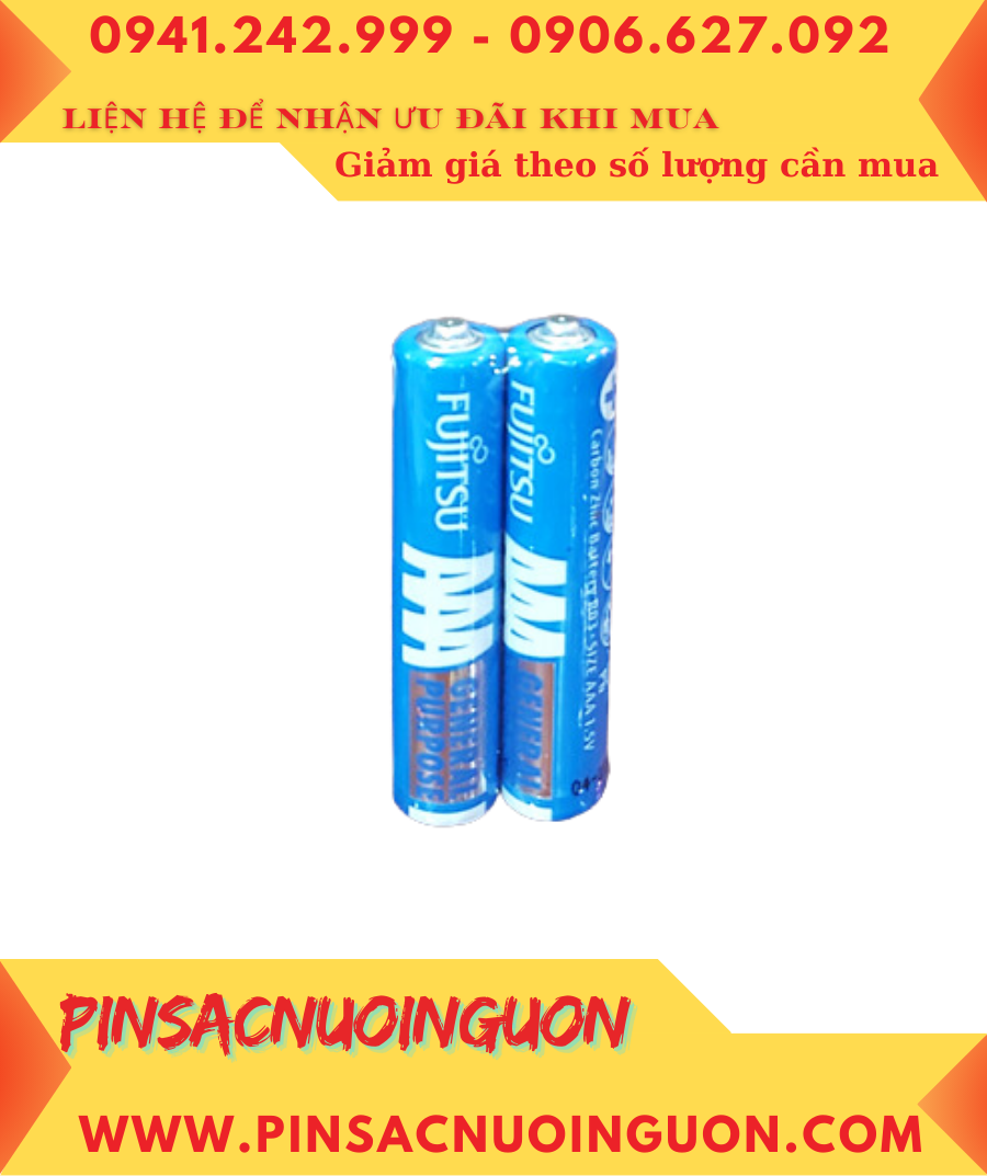 Fujitsu R03(2S) F-GP; Pin đũa AAA 1.5v Fujitsu R03(2S) F-GP General Purpose (Vỏ Xanh) /Gói 2viên