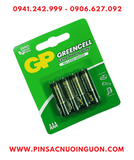 GP GreenCell 24G-2U4 /Pin R03, Pin đũa AAA 1.5v GP GreenCell 24G-2U4 Extra Heavy Duty /Loại vỉ 04viên