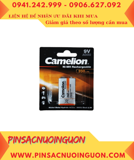 Pin Camelion NH-9V200BP1; Pin sạc 9v Camelion NH-9V200BP1 (Vỏ màu cam) chính hãng (Loại vỉ 1viên)