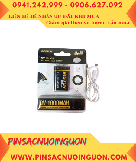 Beston 9VM-10CV, Pin sạc 9v lithium Beston 9VM-10CV (9v 1000mAh) - cổng sạc USB