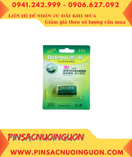 Delipow CR123A; Pin sạc 3.6v Lithium Delipow CR123A 1000mAh chính hãng _Bảo hành 01 tháng