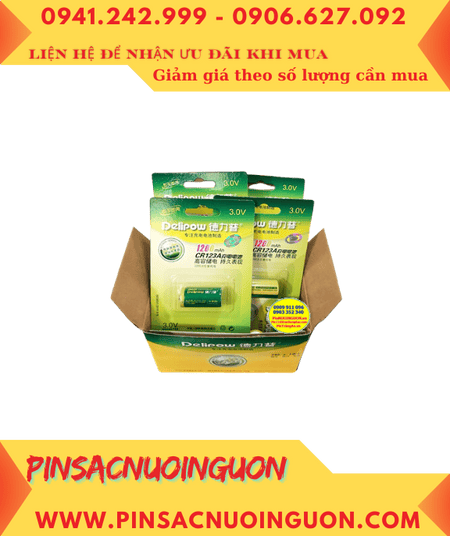 COMBO 01hộp=10vỉ Pin sạc Delipow CR123A lithium Li-ion 3V 1200mAh _Giá chỉ 1.130.000/Hộp 10vỉ