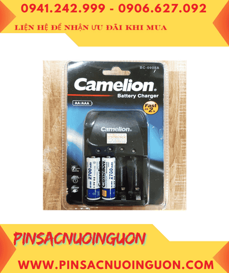Camelion BC-0905A _Bộ sạc 2giờ BC-0905A kèm 2 pin sạc Camelion NH-AA2700LBP2 (AA2700mAh 1.2v)