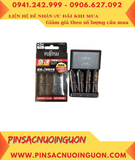 Fujitsu FCT344ACHFX(FX) _Máy sạc kèm sẳn 4 pin sạc Fujitsu AA2450mAh 1.2v-Nội địa Nhật