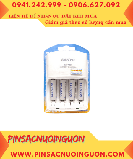 Bộ sạc pin AAA Sanyo NC-MQN06U kèm 4 pin sạc Eneloop BK-4MCCE/4BT (AAA750mAh 1.2v)
