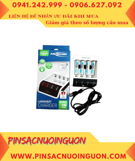 Ansman Comfort Smart _Bộ sạc Pin AAA Kèm 4 pin sạc Ansman Mignon NiMh AAA800mAh 1.2v