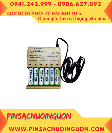 Super BC-100N, Bộ sạc 6viên Pin AA -Kèm sẳn 6 Pin sạc Camelion NH-2700ARBP2 AlwaysReady