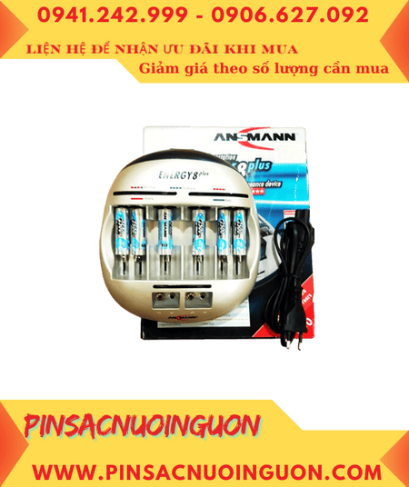 Ansman Energy 8Plus _Bộ sạc Kèm sẳn 6 Pin sạc Ansman MaxE AA2500mAh - 1.2v Mignon chính hãng