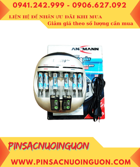 Ansman Energy 8Plus _Bộ sạc 8viên pin, Kèm sẳn 8 Pin (6 Pin sạc MaxE AA2500mAh-1.2v và 2 Pin 9v MaxE E200mAh)