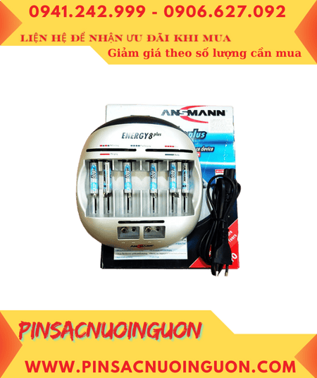 Ansman Energy 8Plus _Bộ sạc Kèm sẳn 8 Pin (6 Pin sạc MaxE AAA800mAh-1.2v và 2 Pin 9v MaxE E200mAh)