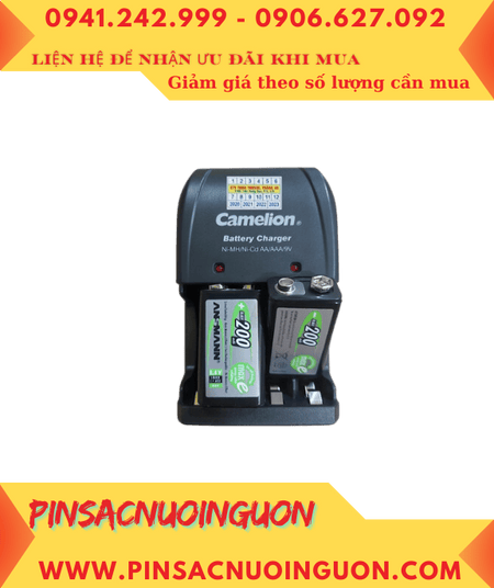 Camelion BC-0904SM _Bộ sạc pin 9v Camelion BC-0904SM kèm 2 pin sạc 9v Ansman E200 (9v 200mAh)