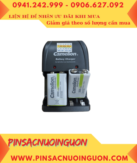Bộ sạc pin 9v Camelion BC-0904SM kèm sẳn 2 pin sạc Camelion NH-9V200ARBP1 AlwaysReady