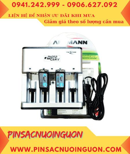 Ansman Photocam V, Bộ sạc 2 viên pin 9v -Kèm sẳn 2 pin sạc Ansman MaxE E300 (9v-300mAh) chính hãng