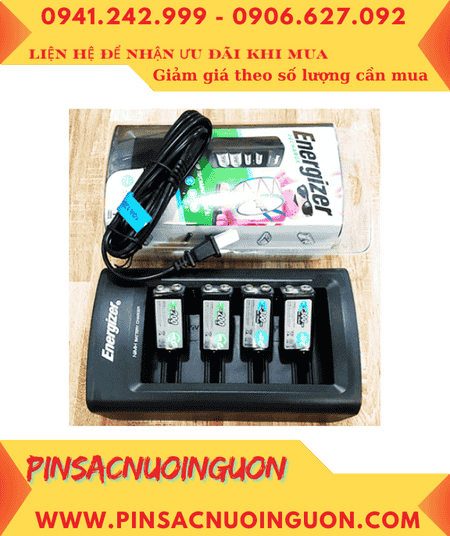 Energizer CHFC _Bộ sạc 2viên pin 9V, Kèm sẳn 4 Pin sạc Ansman MaxE E200 (9v-200mAh) Mignon chính hãng