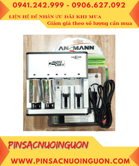 Ansman Photocam V, Bộ sạc 4viên pin D - Kèm sẳn 2 pin sạc Energizer NH50-BP2 (D2500mAh-1.2v) chính hãng