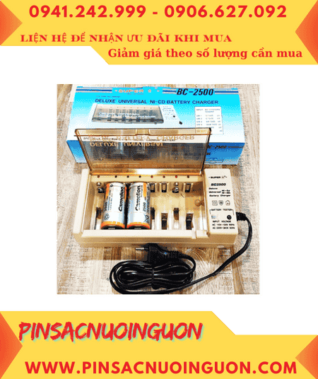 Super BC-2500, Bộ sạc 4viên Pin đại D 1.2v -Kèm sẳn 2 Pin sạc Camelion NH-D2500BP2 (D2500mAh-1.2v)