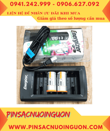 Energizer CHFC _Bộ sạc 4viên pin đại D 1.2v -Kèm sẳn 2 Pin sạc Camelion NH-D2500BP2 (D2500mAh-1.2v)