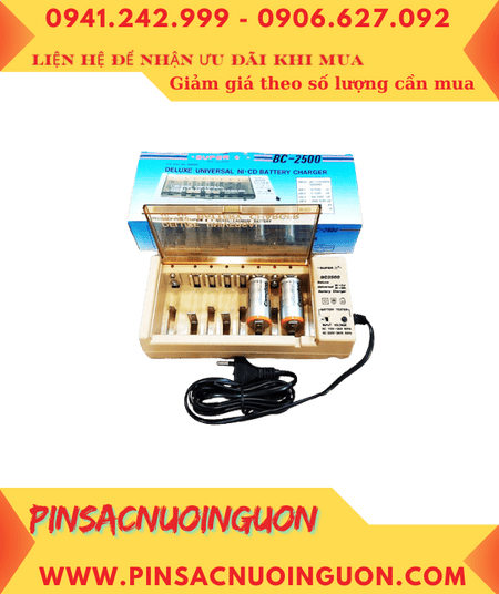 Super BC-2500, Bộ sạc 4viên Pin trung C 1.2v -Kèm sẳn 2 Pin sạc Camelion NH-C3500BP2 (C3500mAh-1.2v)
