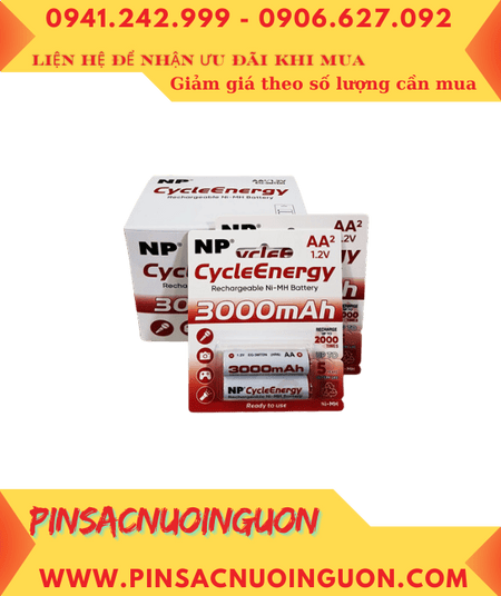 COMBO 01hộp (10vỉ=20viên) Pin sạc AA 1.2v 3000mAh NP CycleEnergy EG-3MTDN, Giá chỉ