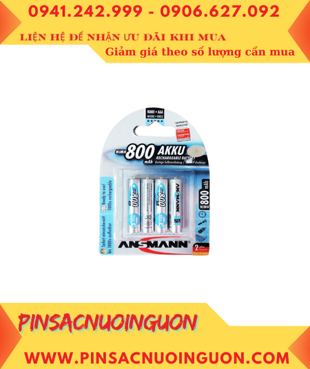 Ansman HR03 AAA800mAh; Pin sạc AAA 1.2v Ansman AAA800mAh-BL4 chính hãng (Loại Vỉ 4viên)