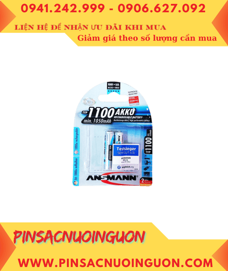 Pin Ansman AAA1100mAh, Pin sạc AAA 1.2v Ansmann AAA1100mAh Mignon chính hãng (Loại vỉ 2viên)