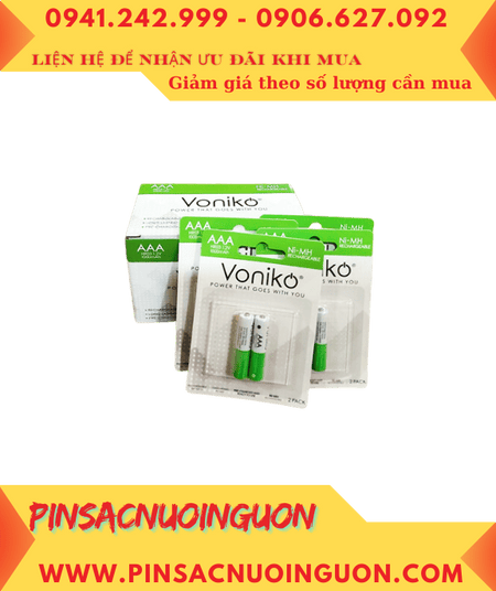 COMBO MUA 01 hộp Pin sạc AAA 1.2v Voniko HR03 AAA1000mAh _Giá chỉ 449.000/Hộp 10vỉ