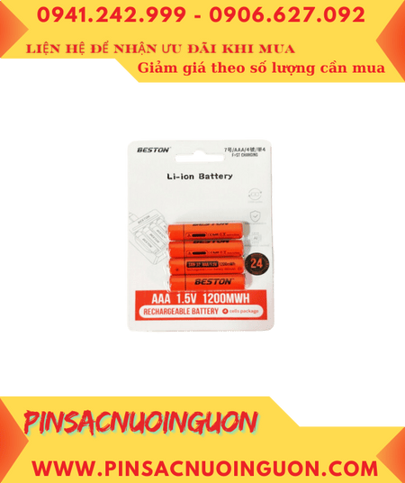 Beston 3AN-32/1200mWh, Pin sạc Lithium Li-ion 1.5v 3AN-32 (AAA 1200mWh =800mAh) /Vỉ 4 viên